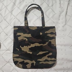 Green and Brown Camouflage Tote Bag with Sturdy Handles